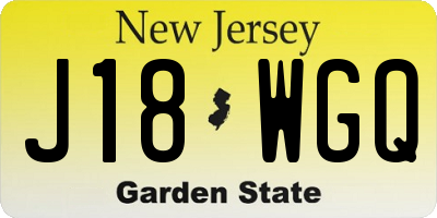 NJ license plate J18WGQ