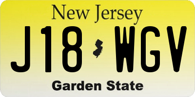 NJ license plate J18WGV