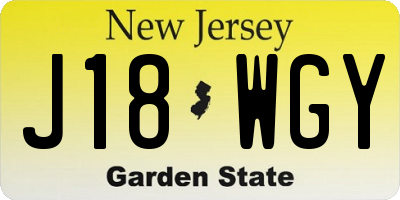 NJ license plate J18WGY