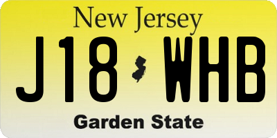 NJ license plate J18WHB