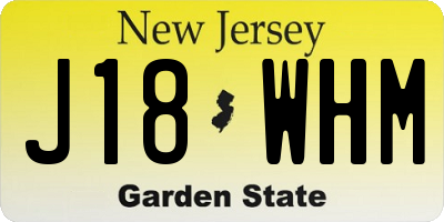 NJ license plate J18WHM