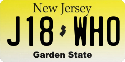NJ license plate J18WHO