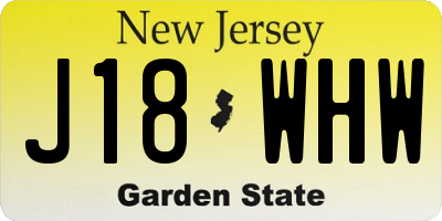 NJ license plate J18WHW