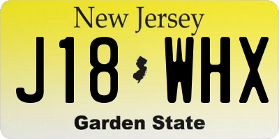 NJ license plate J18WHX
