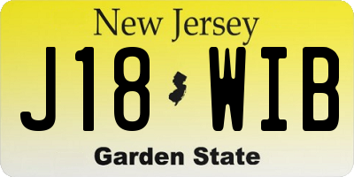 NJ license plate J18WIB