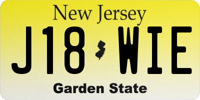 NJ license plate J18WIE
