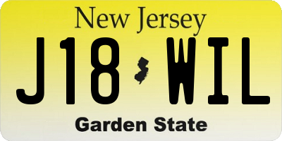 NJ license plate J18WIL