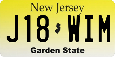 NJ license plate J18WIM