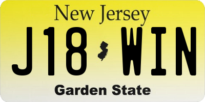 NJ license plate J18WIN