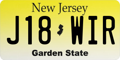 NJ license plate J18WIR