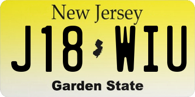 NJ license plate J18WIU
