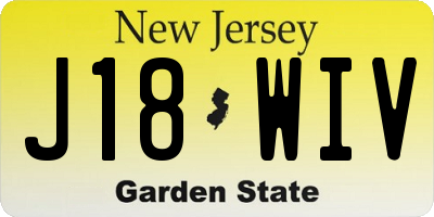 NJ license plate J18WIV