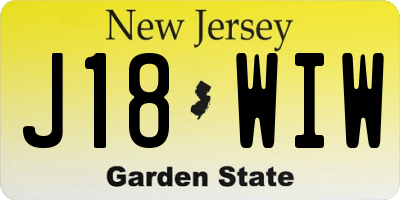 NJ license plate J18WIW