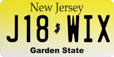 NJ license plate J18WIX