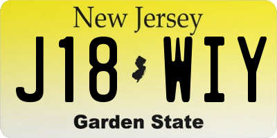 NJ license plate J18WIY