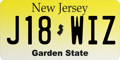 NJ license plate J18WIZ