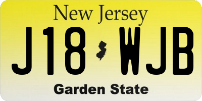 NJ license plate J18WJB