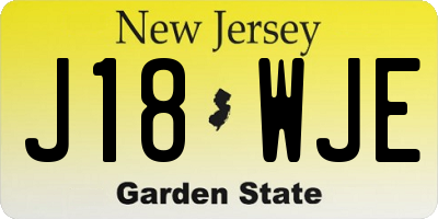 NJ license plate J18WJE
