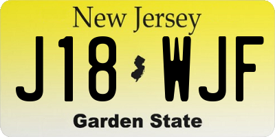 NJ license plate J18WJF