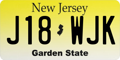 NJ license plate J18WJK