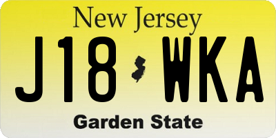 NJ license plate J18WKA