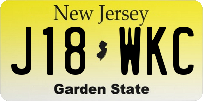 NJ license plate J18WKC
