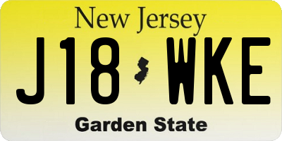 NJ license plate J18WKE