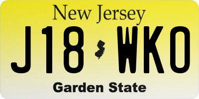 NJ license plate J18WKO