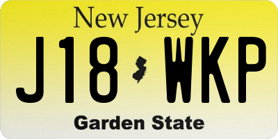 NJ license plate J18WKP