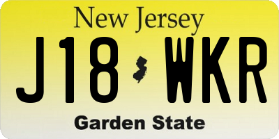NJ license plate J18WKR