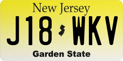NJ license plate J18WKV