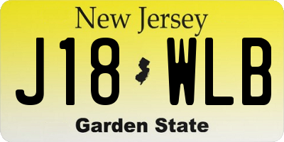 NJ license plate J18WLB