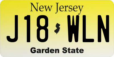 NJ license plate J18WLN