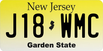 NJ license plate J18WMC