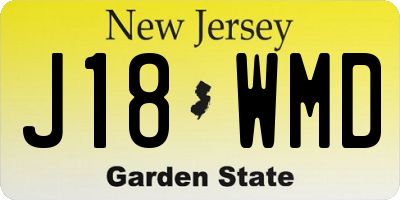 NJ license plate J18WMD
