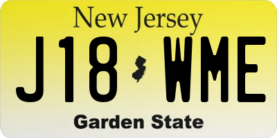 NJ license plate J18WME