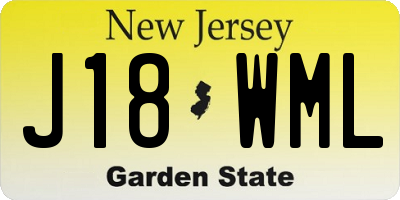 NJ license plate J18WML