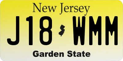 NJ license plate J18WMM