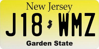 NJ license plate J18WMZ