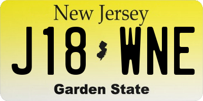 NJ license plate J18WNE