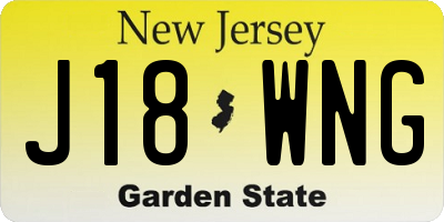 NJ license plate J18WNG