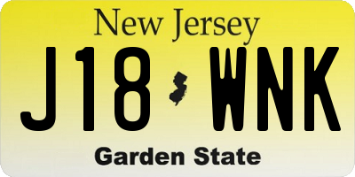 NJ license plate J18WNK