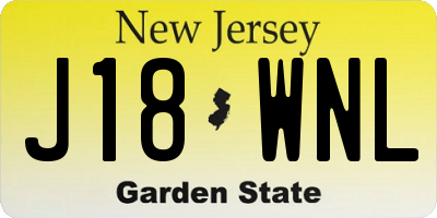 NJ license plate J18WNL