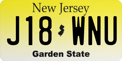 NJ license plate J18WNU