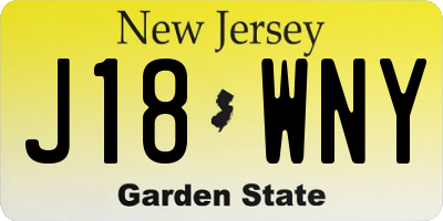 NJ license plate J18WNY