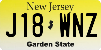 NJ license plate J18WNZ