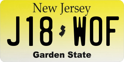 NJ license plate J18WOF