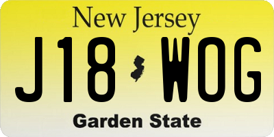 NJ license plate J18WOG
