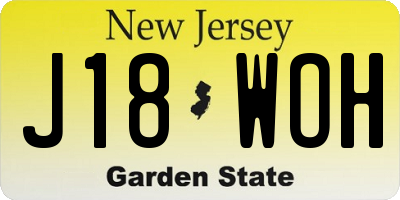 NJ license plate J18WOH