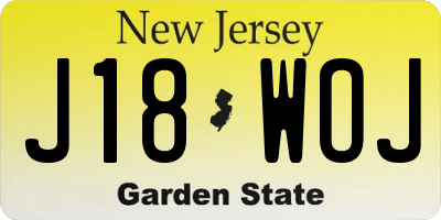NJ license plate J18WOJ